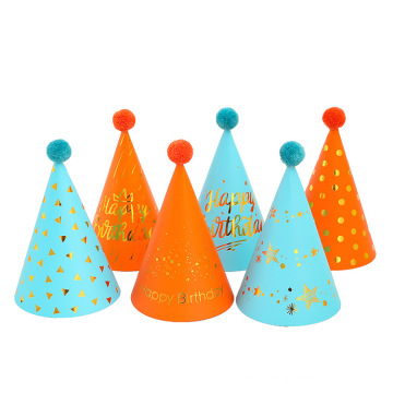 Chapeau d&#39;anniversaire de balle à paillettes en or noir de haute qualité pour les enfants du chapeau d&#39;anniversaire de fête des enfants